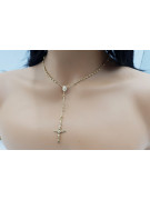 14K White Yellow Rose Gold 65c Tri-Color Rosary Chain rcc008ywr