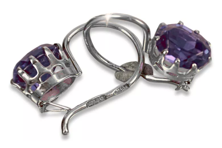 "925 Silver Ruby Zircon Amethyst Emerald Aquamarine Earrings" vec196s