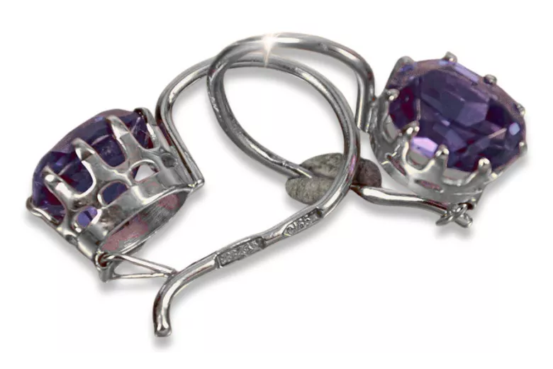 Срібні сережки з рубіном, цирконом, аметистом та іншими дорогоцінними каменями vec196s