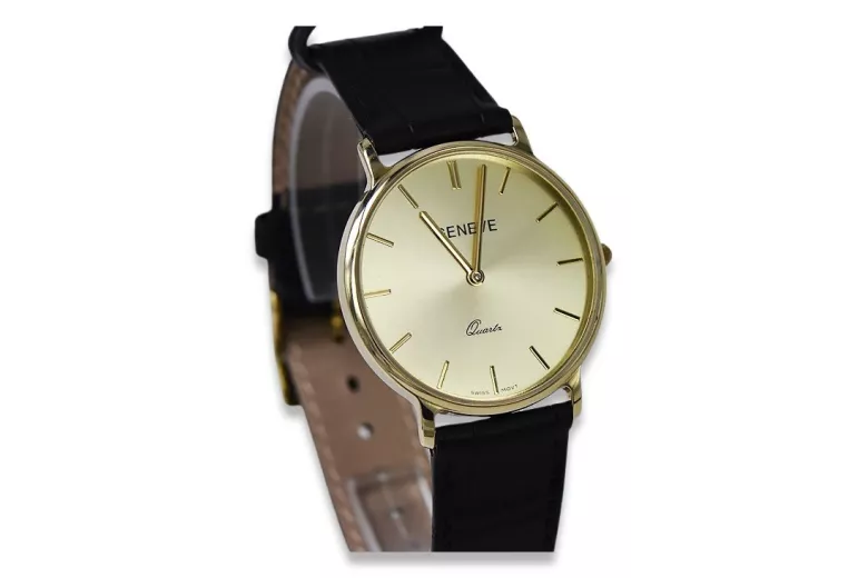 Gold men's watch Geneve ★ zlotychlopak.pl ★ Gold purity 585 333 Low Price!