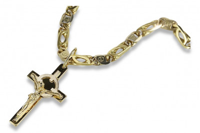 Cruz católica de oro blanco de 14k y elegante