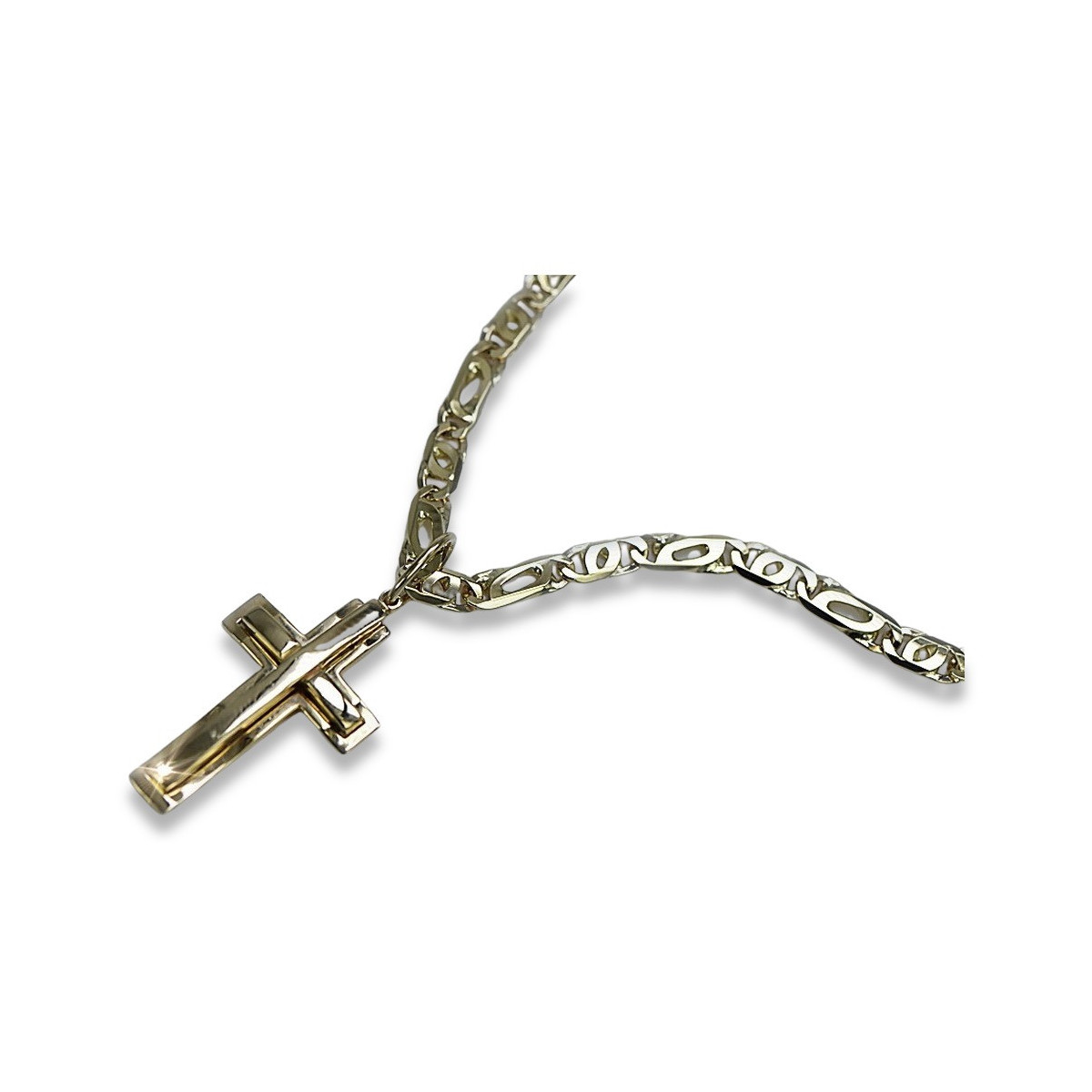 Cruz de oro con una cadena ★ zlotychlopak.pl Sello de oro 585 333 ¡★ Precio bajo!