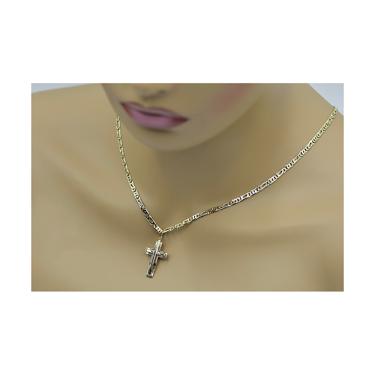 Gold cross with a chain ★ zlotychlopak.pl ★ Gold stamp 585 333 Low price!