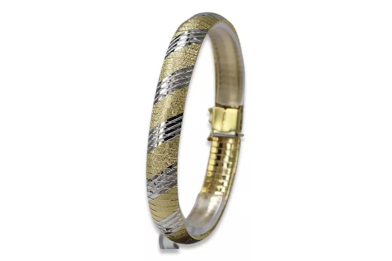 14K Gelb- & Weißgold Armband mit 18,5c verschiedenen Steinen cfb005yw