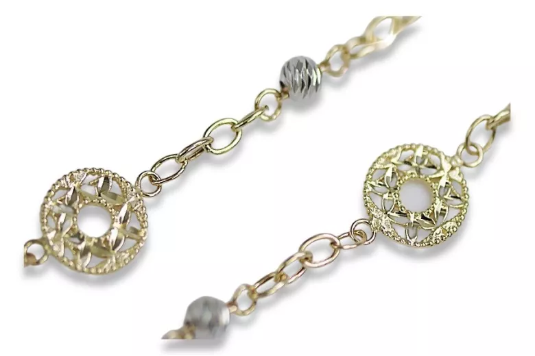 Bracelet Fantaisie en Or Jaune et Blanc italien 14K, 19 c. cfb002yw