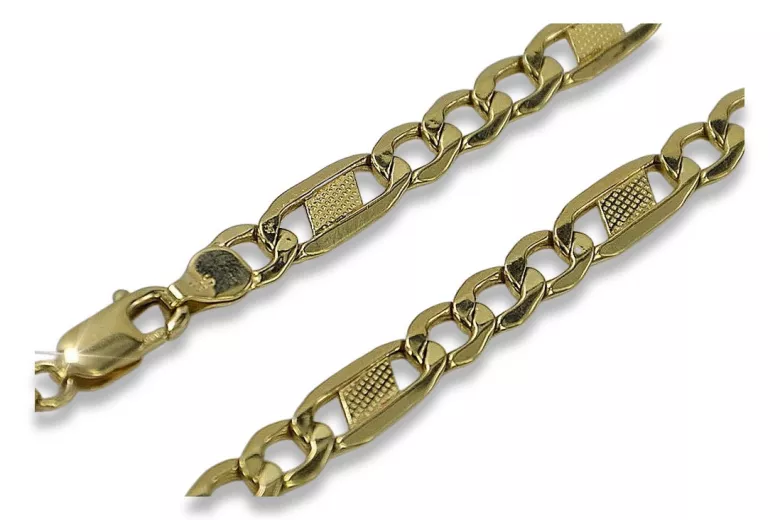 Italian Hollow Figaro Chain in 14K Yellow Gold cc060y