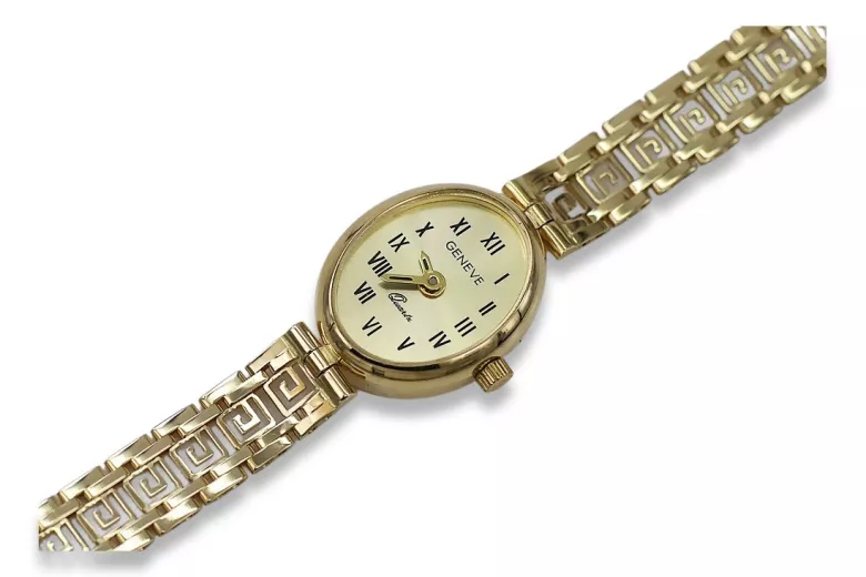 Złoty Zegarek Lady Geneve 14k dla Kobiety - Prezent Dla Niej lw092y