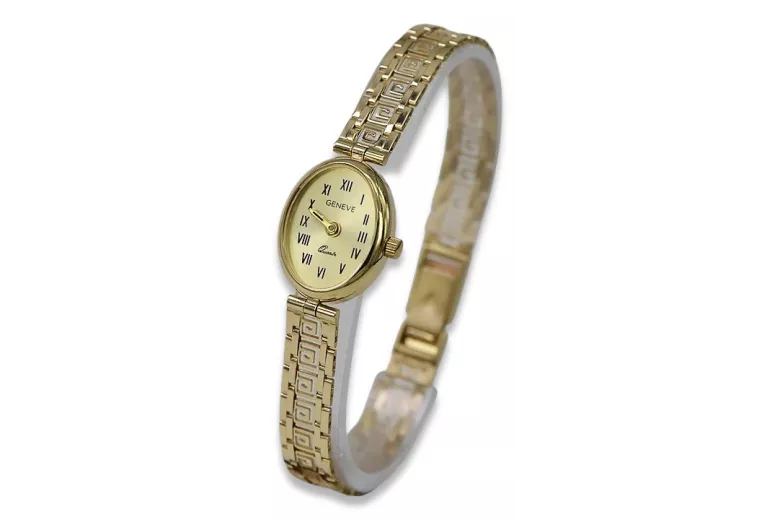 Złoty Zegarek Lady Geneve 14k dla Kobiety - Prezent Dla Niej lw092y