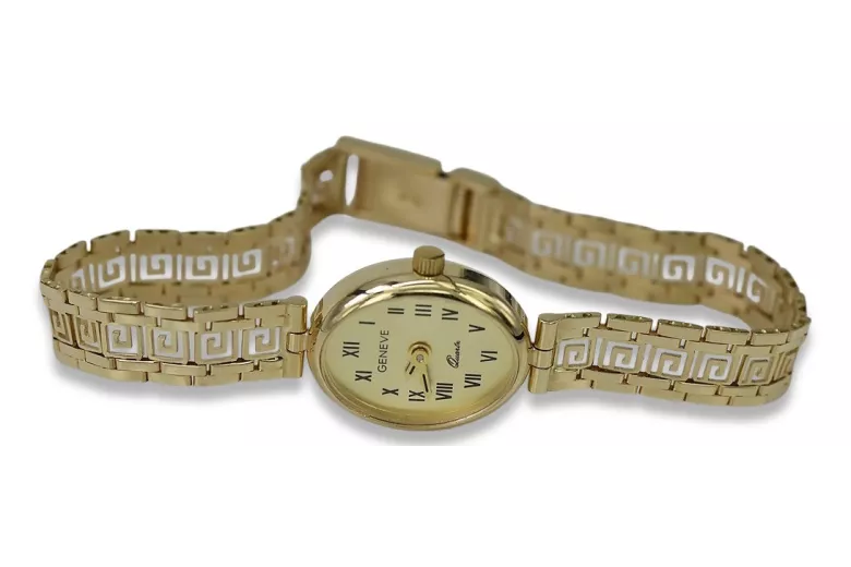 Złoty Zegarek Lady Geneve 14k dla Kobiety - Prezent Dla Niej lw092y