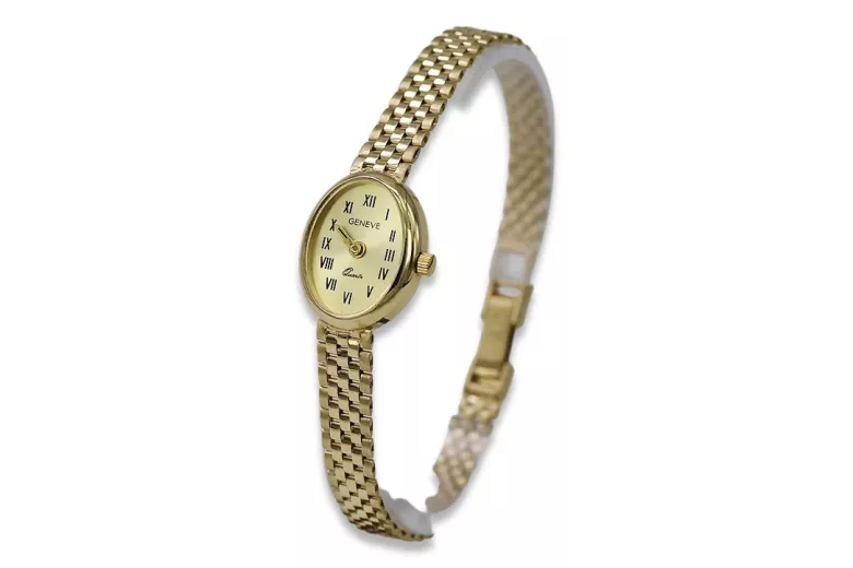 Złoty zegarek Lady Geneve 14k żółte złoto lw093y