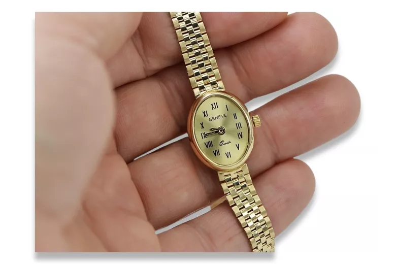 Złoty zegarek Lady Geneve 14k żółte złoto lw093y