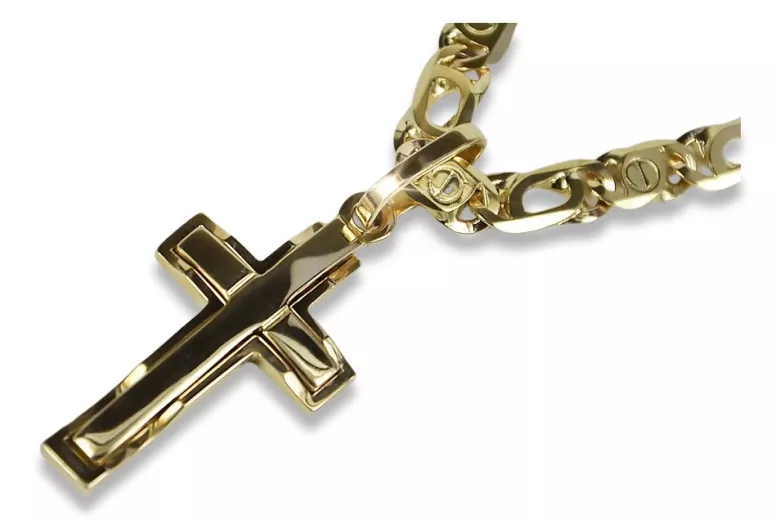 Gold cross with a chain ★ zlotychlopak.pl ★ Gold stamp 585 333 Low price!