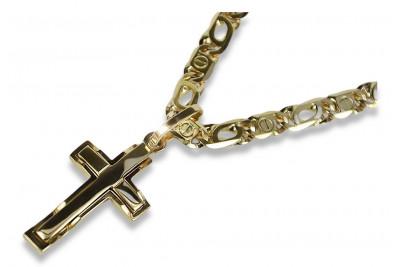 Elegant Italian 14k Gold Catholic Cross Necklace ctc095y&cc031y