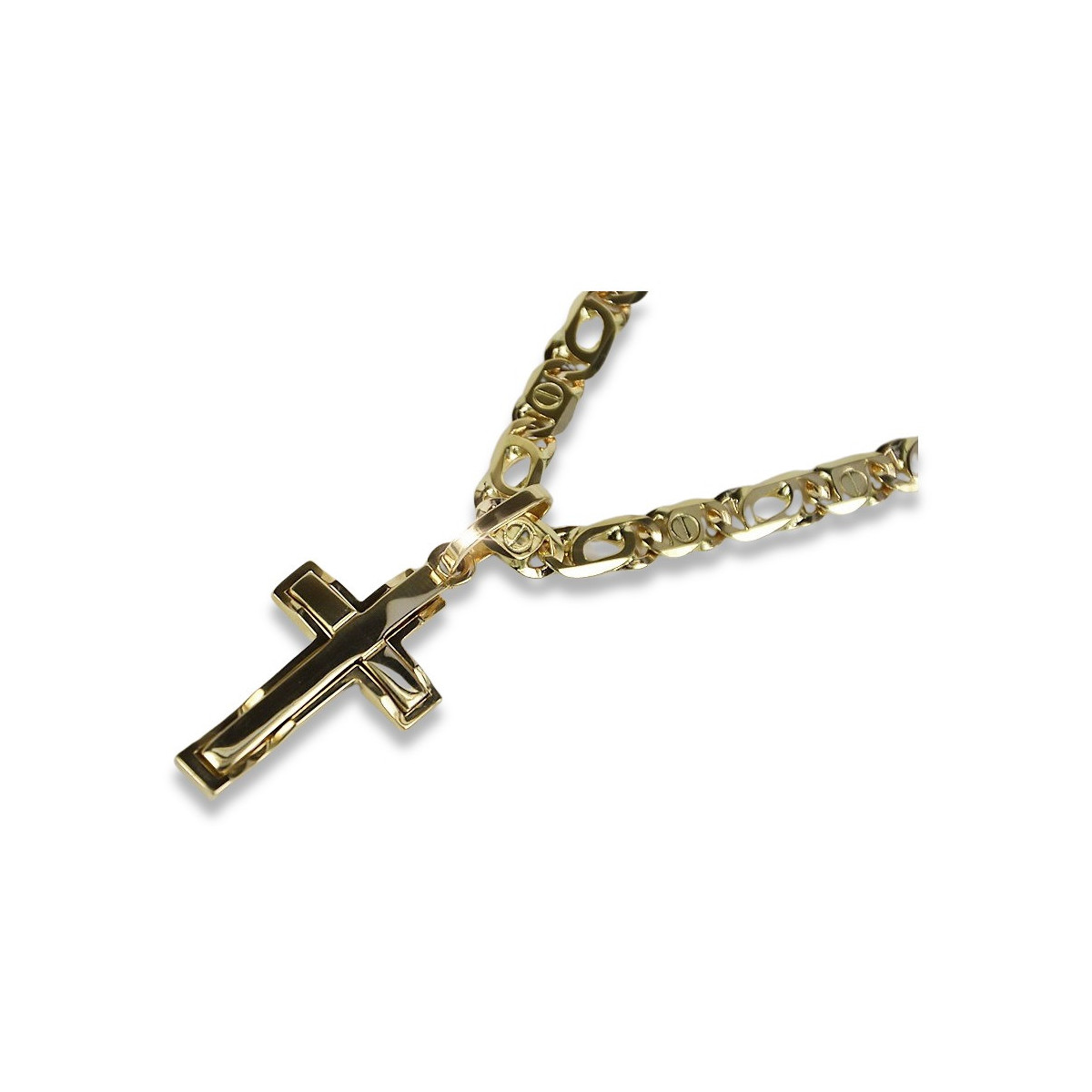 Cruz de oro con una cadena ★ zlotychlopak.pl Sello de oro 585 333 ¡★ Precio bajo!