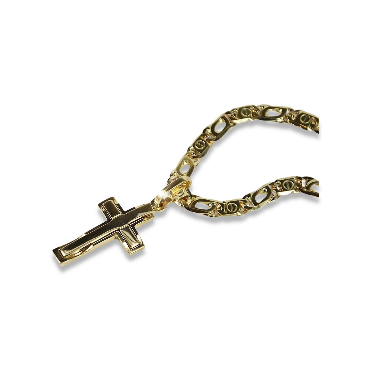 Cruz de oro con una cadena ★ zlotychlopak.pl Sello de oro 585 333 ¡★ Precio bajo!