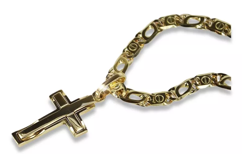 Gold cross with a chain ★ zlotychlopak.pl ★ Gold stamp 585 333 Low price!