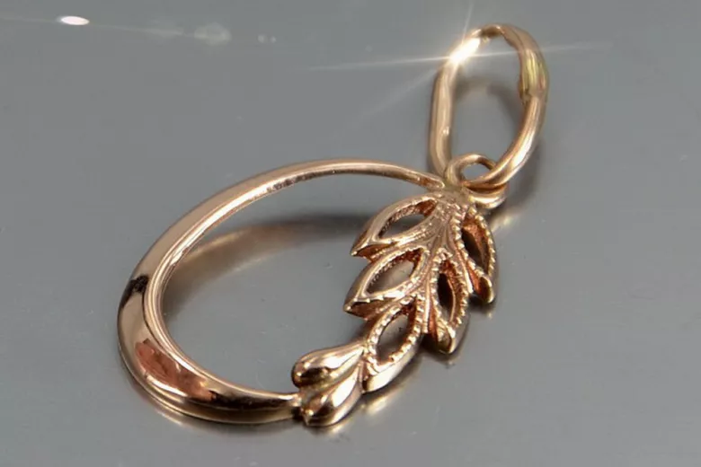 Sterling silver rose gold plated Leaf Pendant, No Stone vpn084rp