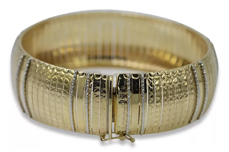 Brazalete de oro blanco amarillo de 14k con 20 piedras preciosas. cb162yw