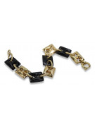 Bracelet en or jaune italien 14 carats avec onyx et pierres précieuses cb102y