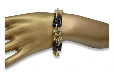 14 Karat Gelbgold Onyx Armband, 19c. cb102y