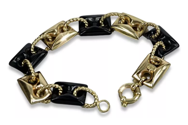 14 Karat Gelbgold Onyx Armband, 19c. cb102y