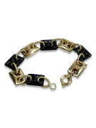 "14K Yellow Gold Onyx Bracelet, Italian-inspired Elegance" cb102y