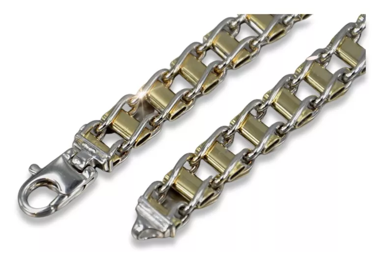 Italian 14K Yellow White Gold Men's Bracelet with Various Stones cb125yw