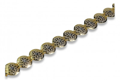 Pulsera Vintage de Oro Blanco y Amarillo con Piedras Preciosas cb104