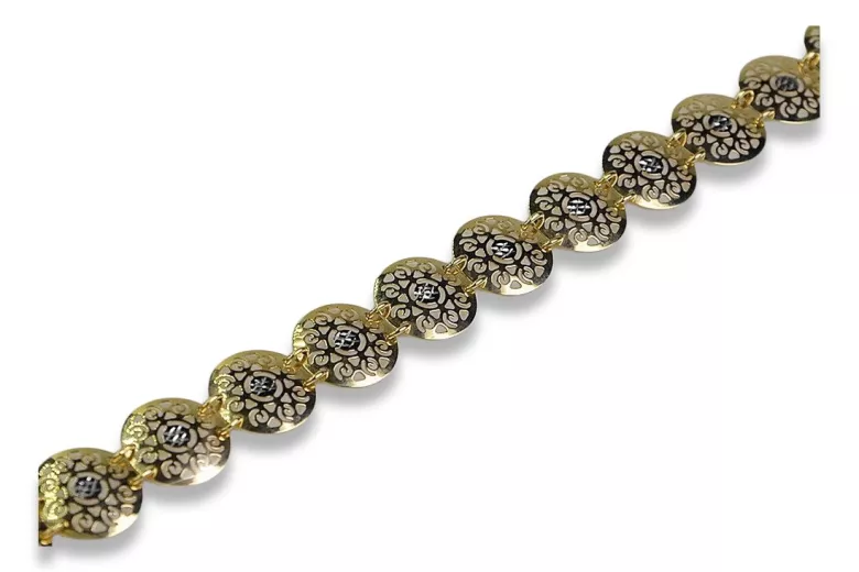 Bracelet en Or Jaune Blanc 14K Vintage Rose, avec Pierres Précieuses cb104