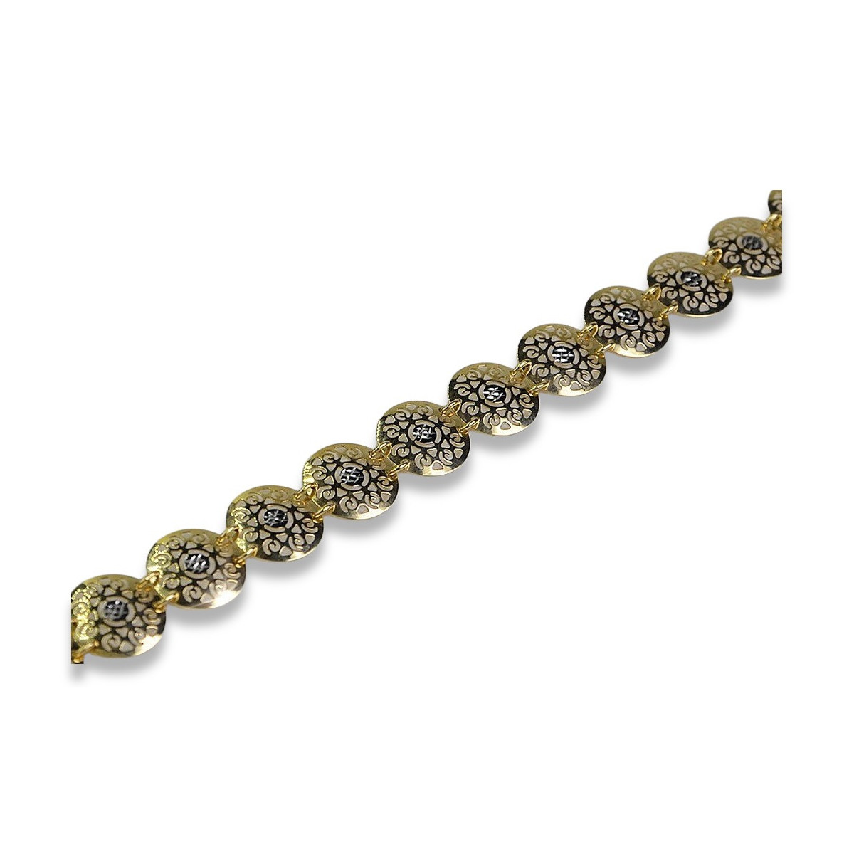 Bracelet en Or Jaune Blanc 14K Vintage Rose, avec Pierres Précieuses cb104