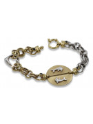 Pulsera de fantasía en oro italiano de 14k blanco y amarillo cb135yw