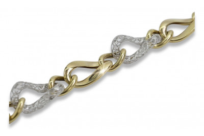 Bracelet fantaisie en or italien jaune et blanc 14 carats cb141