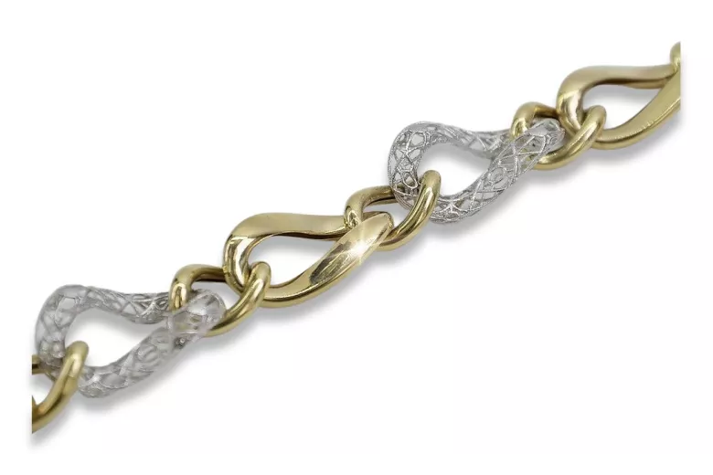 Brățară de aur alb și galben italian 14K cu design elegant cb141