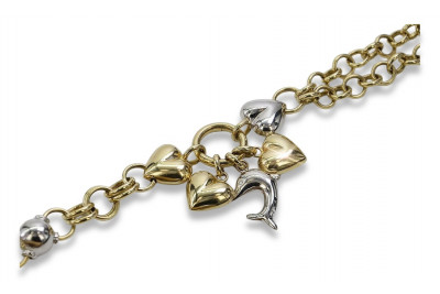 Bracelet de luxe en or italien 14 carats jaune et blanc cb133yw