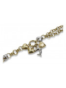 Bracelet de luxe en or italien 14 carats jaune et blanc cb133yw