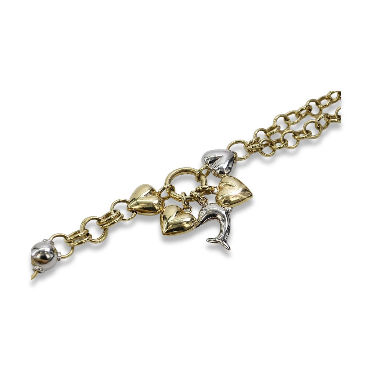 Bracelet de luxe en or italien 14 carats jaune et blanc cb133yw