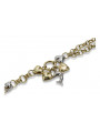 Bracelet de luxe en or italien 14 carats jaune et blanc cb133yw