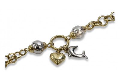 Bracelet Fantaisie en Or Jaune et Blanc 14 - Élégance Italienne cb134yw