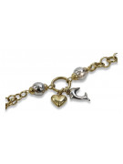 Bracelet Fantaisie en Or Jaune et Blanc 14 - Élégance Italienne cb134yw