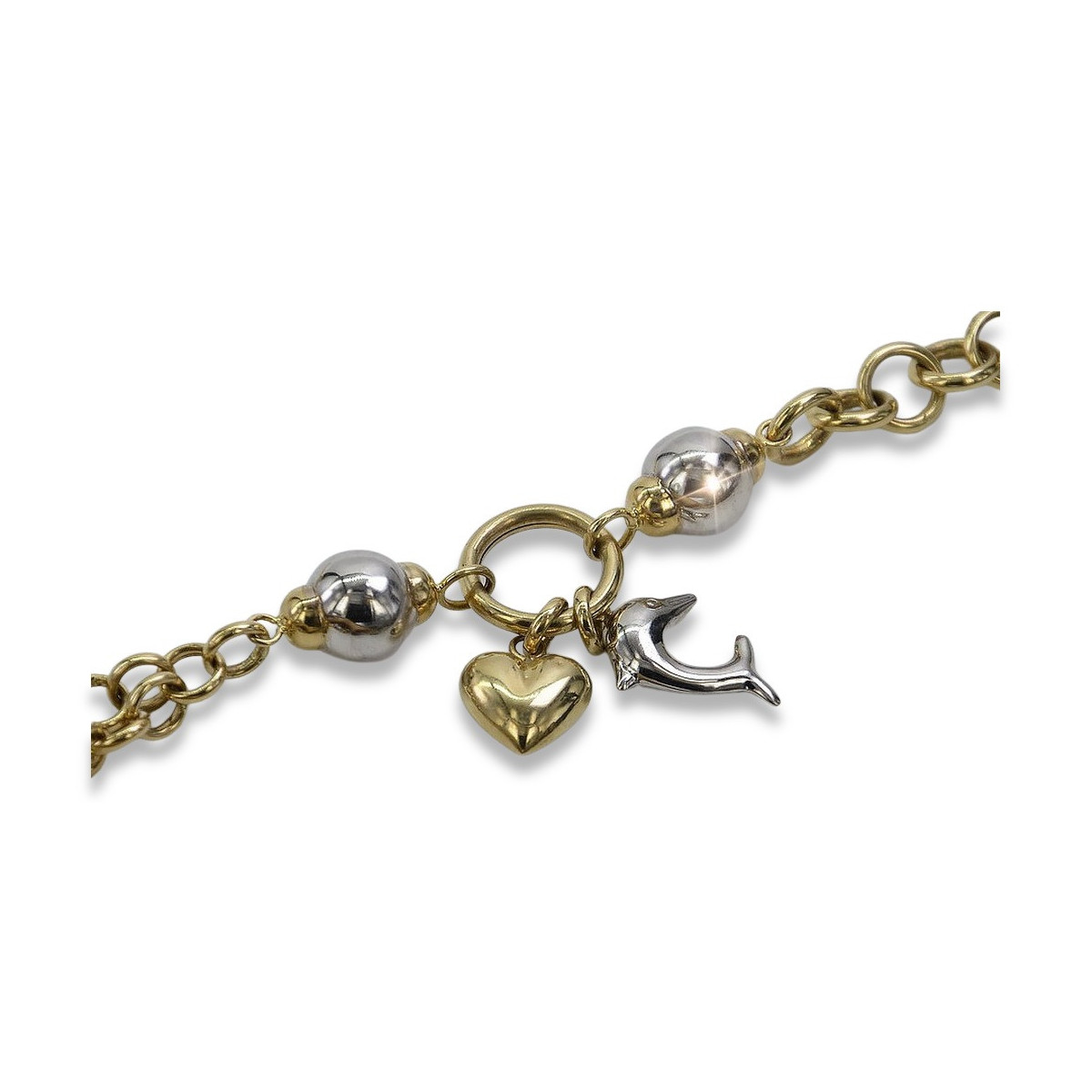 Bracelet Fantaisie en Or Jaune et Blanc 14 - Élégance Italienne cb134yw