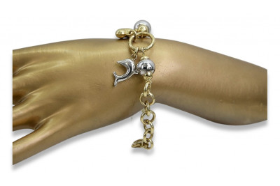 Bracelet Fantaisie en Or Jaune et Blanc 14 - Élégance Italienne cb134yw