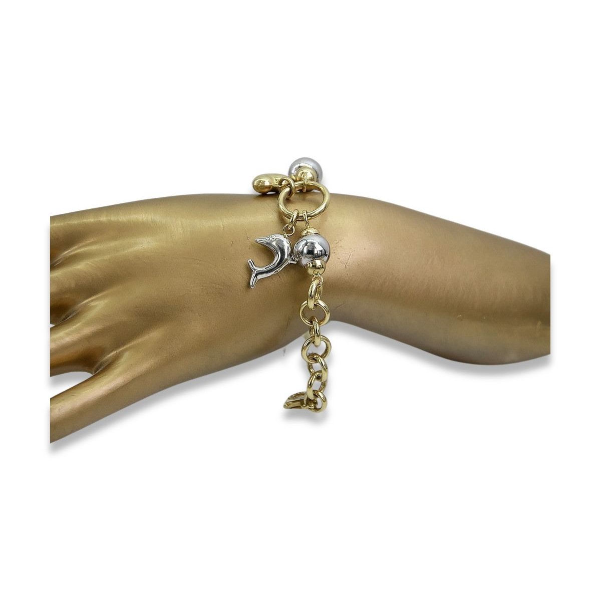 Bracelet Fantaisie en Or Jaune et Blanc 14 - Élégance Italienne cb134yw