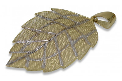 Pendentif Feuille Moderne en Or Jaune 14 Carats cpn050yw