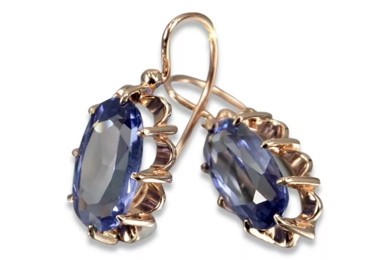 "Vintage Sterling Silver Rose Gold Plated Gemstone Earrings" vec039rp