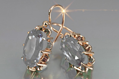 "Vintage Sterling Silver Rose Gold Plated Gemstone Earrings" vec039rp