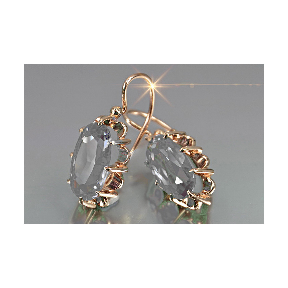 "Vintage Sterling Silver Rose Gold Plated Gemstone Earrings" vec039rp