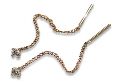 14k Czerwone Złoto Vintage Kolczyki z Kamieniami Szlachetnymi cec021r