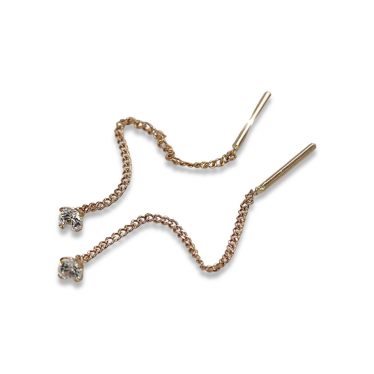 14k Czerwone Złoto Vintage Kolczyki z Kamieniami Szlachetnymi cec021r