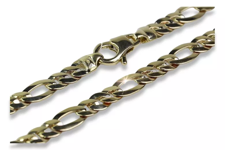 Bracelet moderne Figaro en or jaune 14 carats italien cb042y