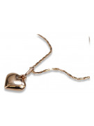 "Classic Vintage 14k Rose Gold Heart Pendant - No Stones" vpn024 vpn024